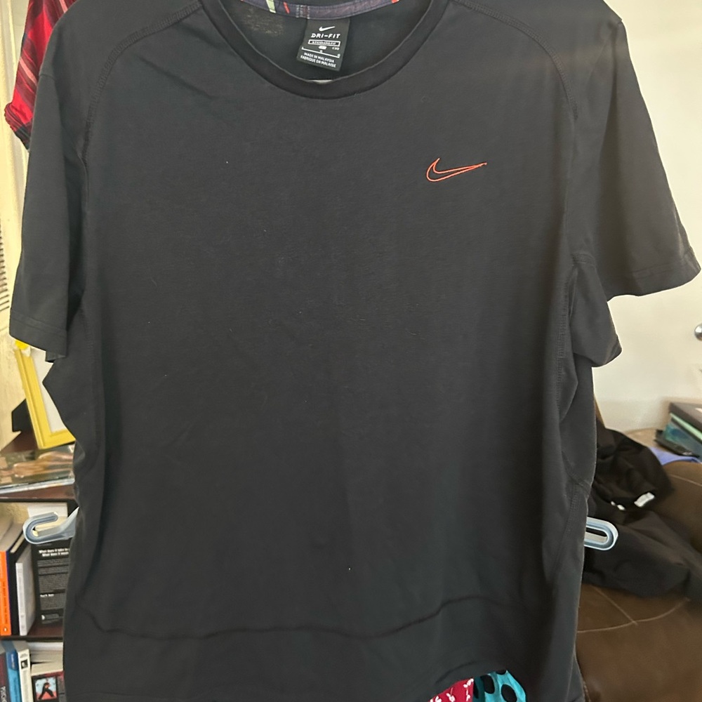 Nike Men's Black T-Shirt with Red Logo